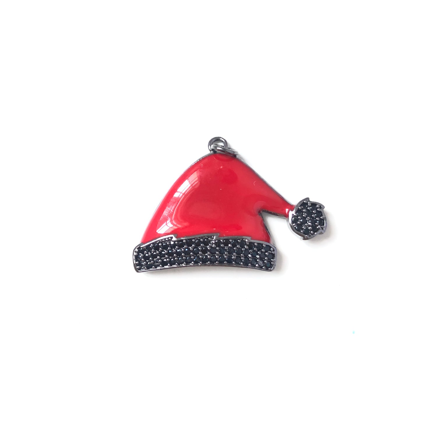 10pcs/lot 34*22mm CZ Paved Santa Hat Charm for Christmas Black on Black CZ Paved Charms Christmas Charms Beads Beyond