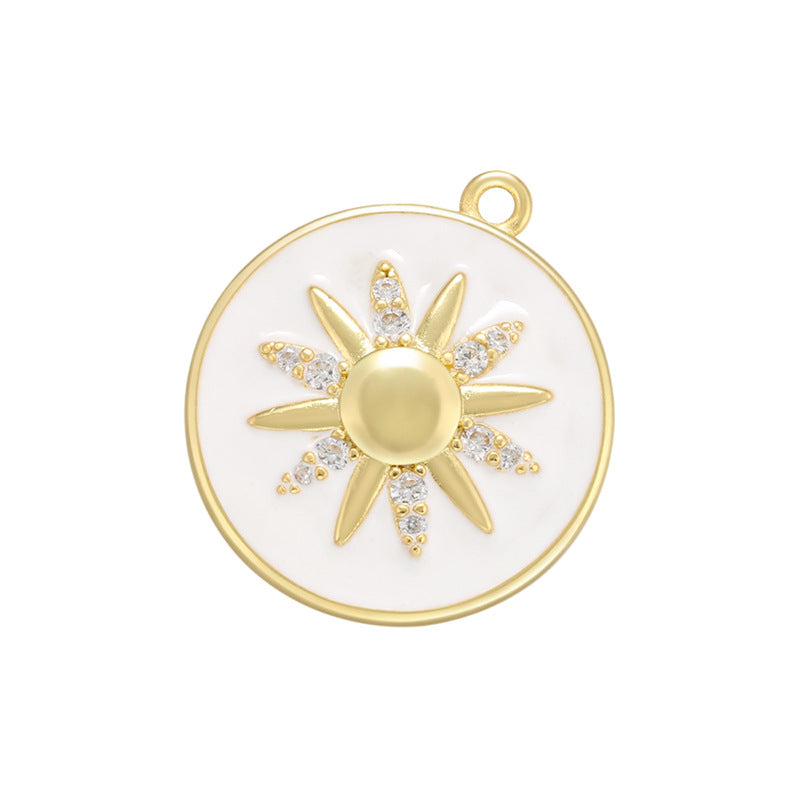 10pcs/lot 23.5*21mm Colorful Enamel CZ Pave Star Round Charm White Enamel Charms Charms Beads Beyond