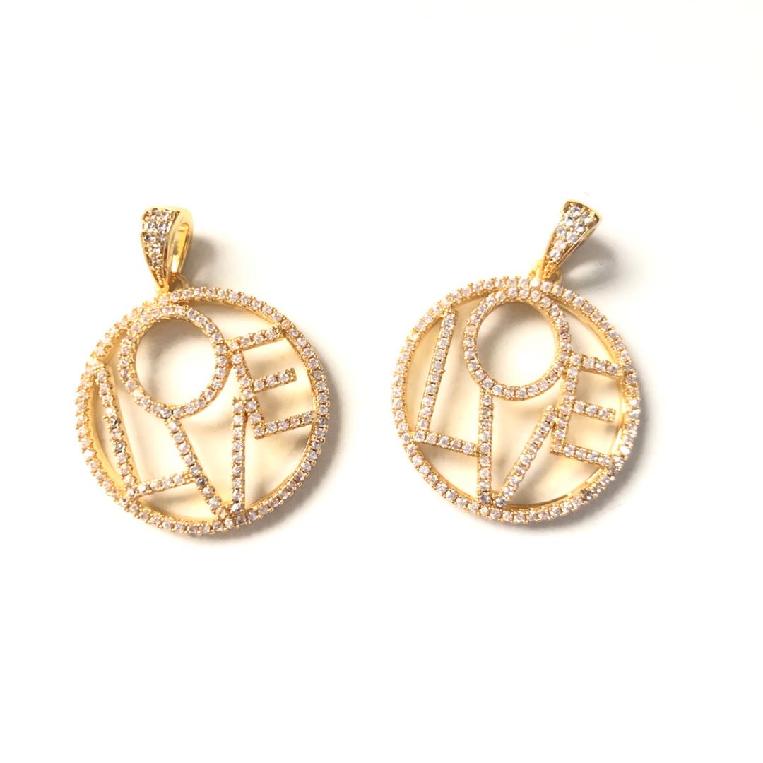 10pcs/lot 26mm CZ Paved LOVE Charms Gold CZ Paved Charms Love Letters Charms Beads Beyond