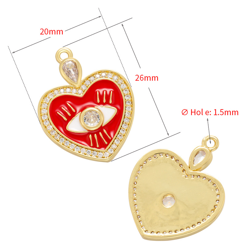 10pcs/lot 26*20mm Enamel Evil Eye Heart Charm for Jewelry Making Enamel Charms Charms Beads Beyond