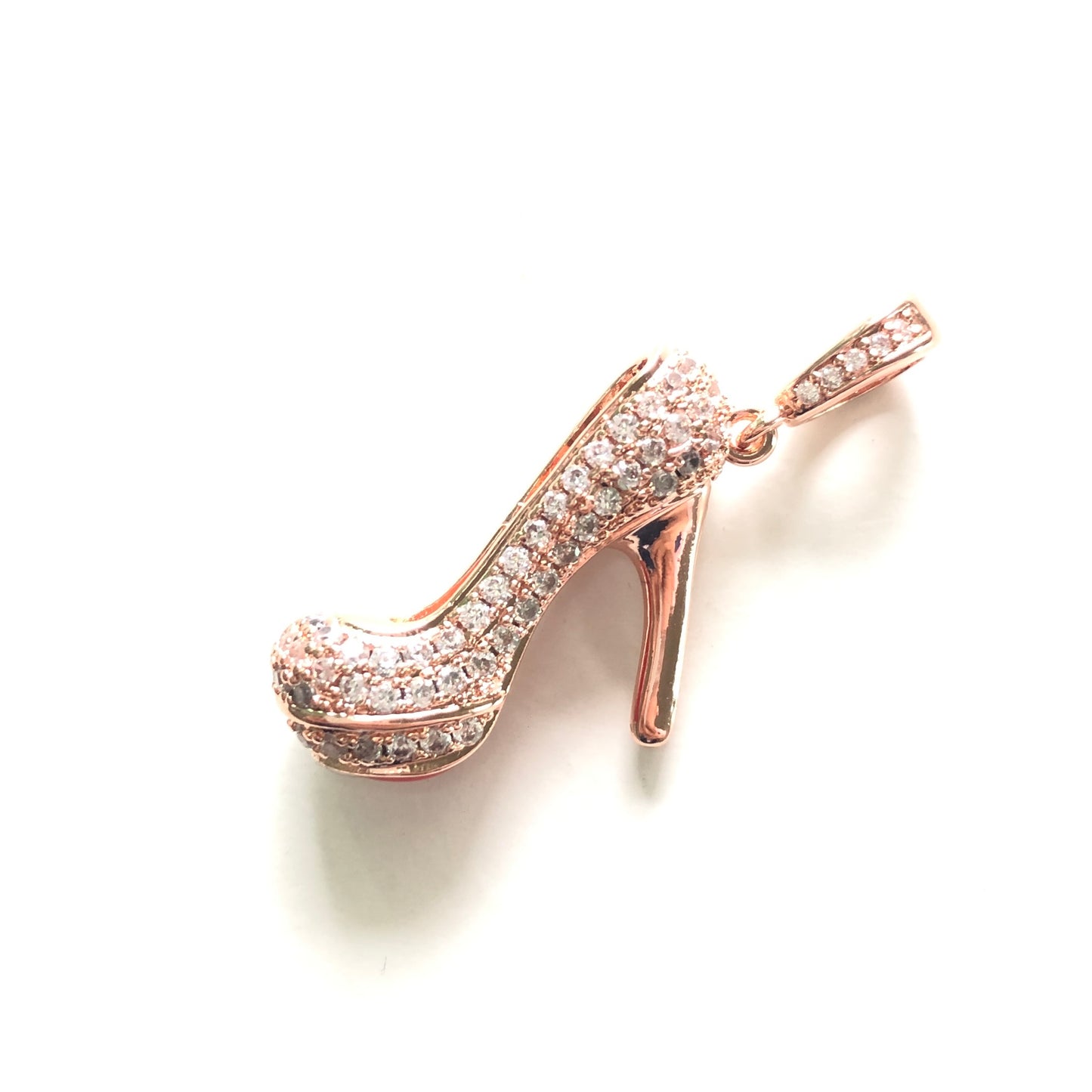 10pcs/lot 29*22mm CZ Paved Red Bottom High Heel Shoe Charms Rose Gold CZ Paved Charms High Heels Charms Beads Beyond