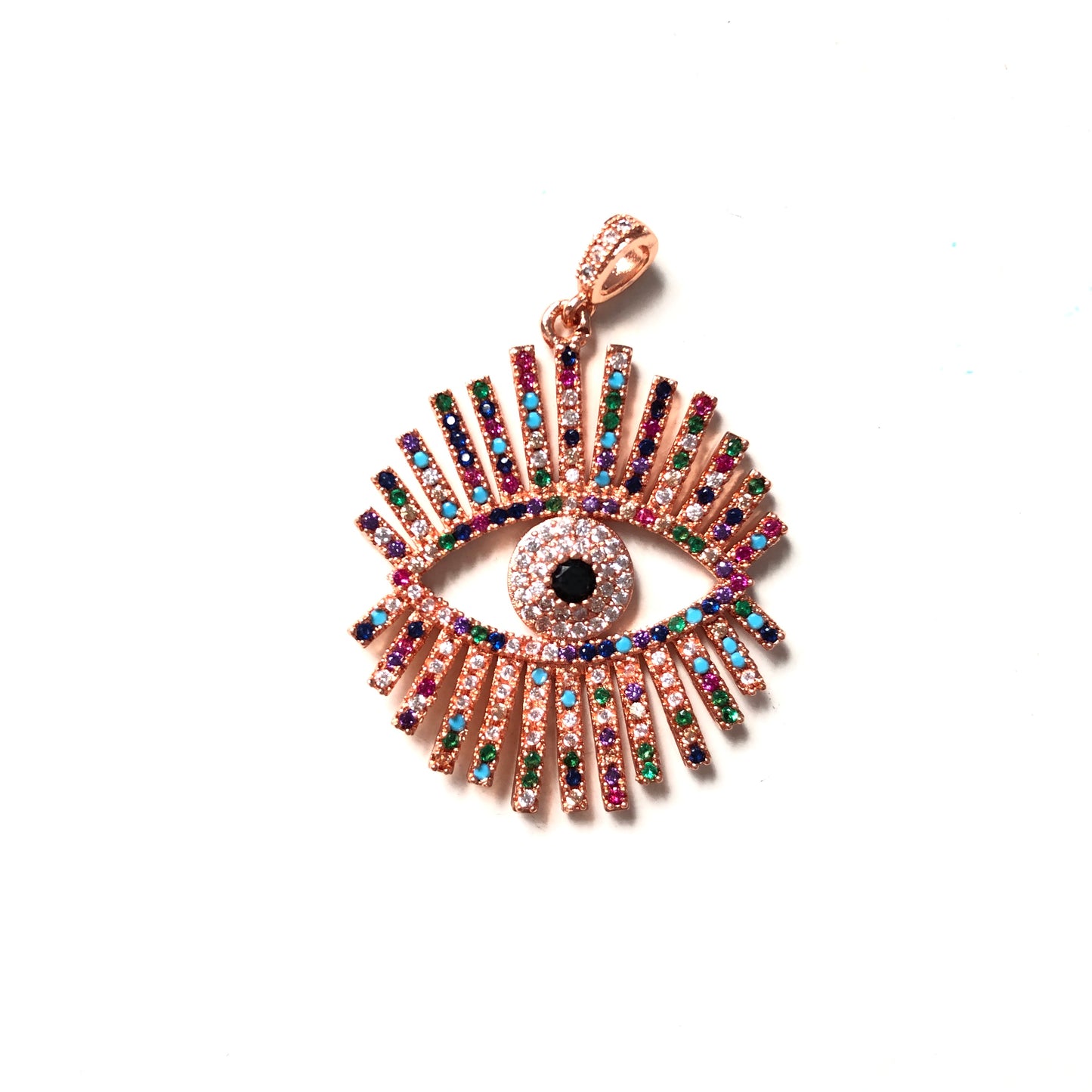 5pcs/lot 40*29mm Multicolor CZ Paved Evil Eye Charms Rose Gold CZ Paved Charms Colorful Zirconia Evil Eyes Charms Beads Beyond