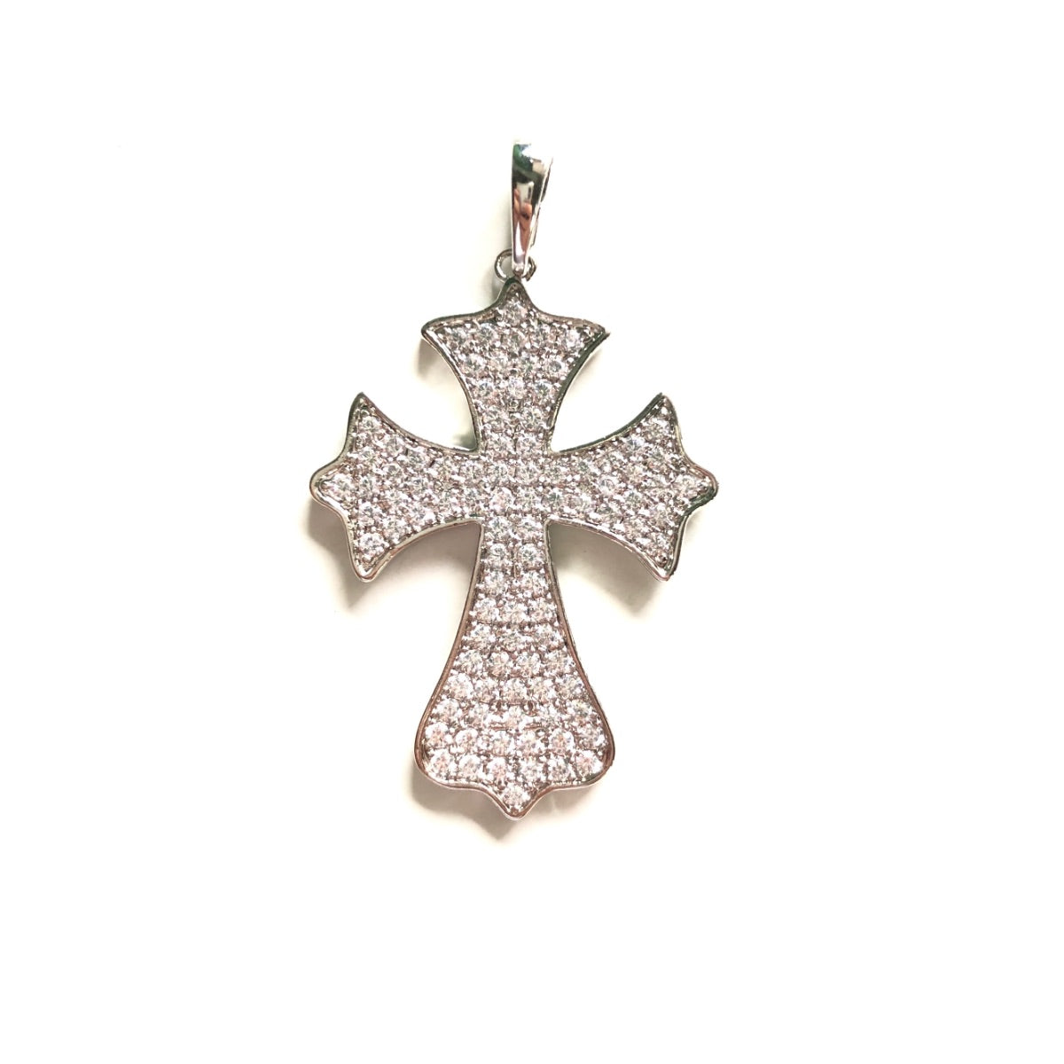 10pcs/lot 35*25mm CZ Paved Cross Charms Silver CZ Paved Charms Crosses Charms Beads Beyond