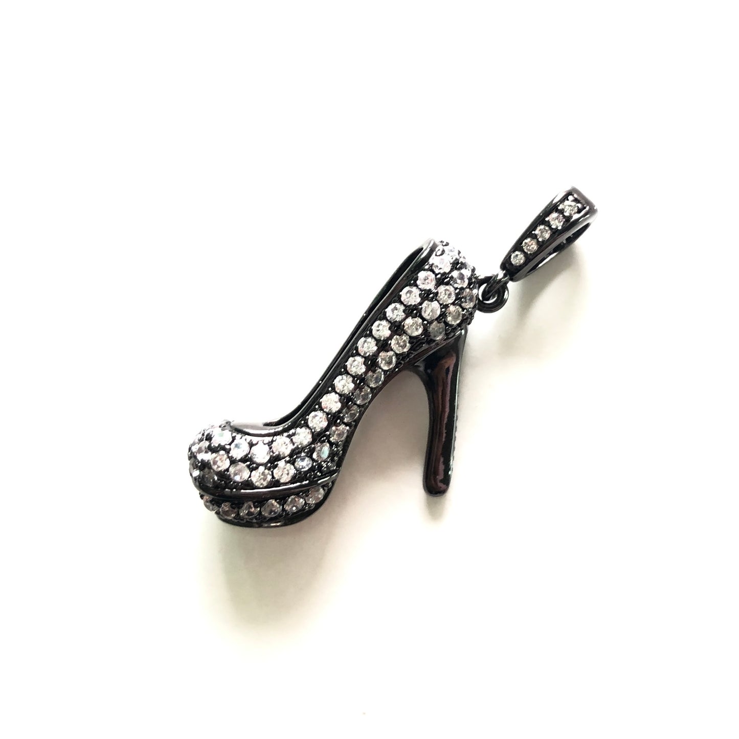 10pcs/lot 29*22mm CZ Paved Red Bottom High Heel Shoe Charms Black CZ Paved Charms High Heels Charms Beads Beyond