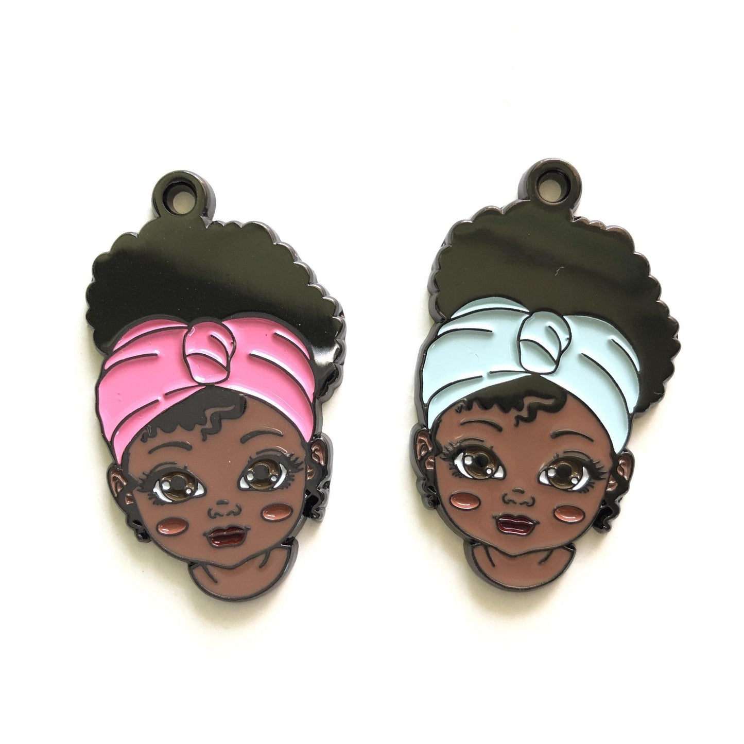 10pcs/lot Cute Little Black Girl Charm Mix Colors Enamel Afro Charms On Sale Charms Beads Beyond