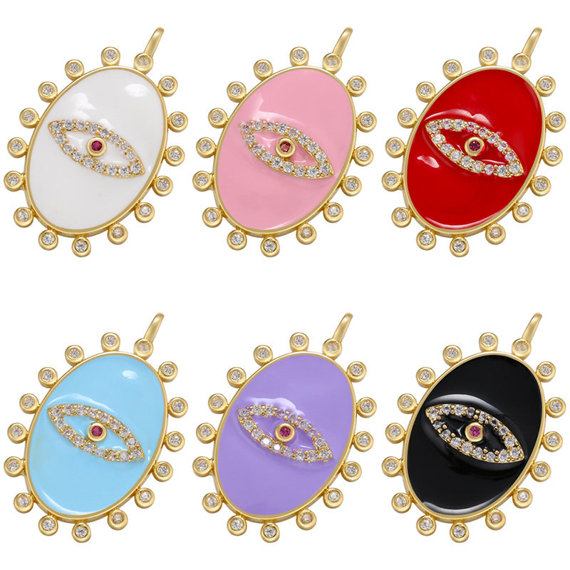 10pcs/lot 26.5*17.5mm Colorful Enamel Evil Eye Charm for Jewelry Making Mix Colors Enamel Charms Charms Beads Beyond