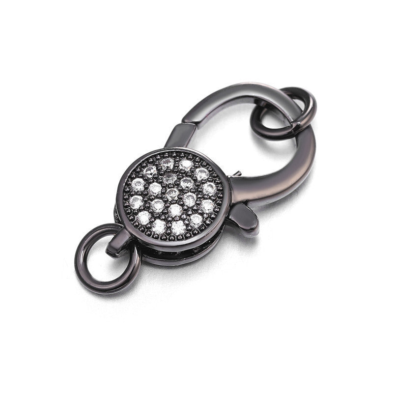 5-10pcs/lot 27*12.5mm CZ Paved Lobster Clasp Black Accessories Charms Beads Beyond