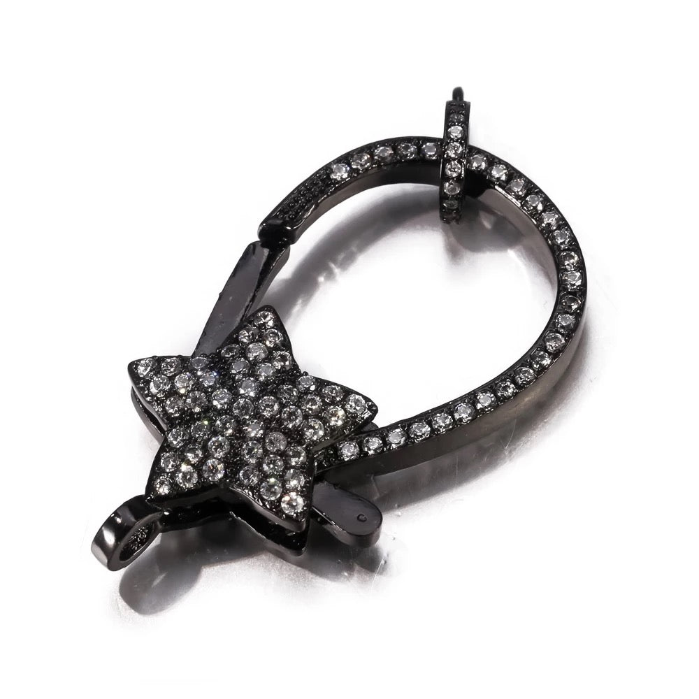 5-10pcs/lot 40*23mm CZ Paved Lobster Clasp Black Accessories Charms Beads Beyond