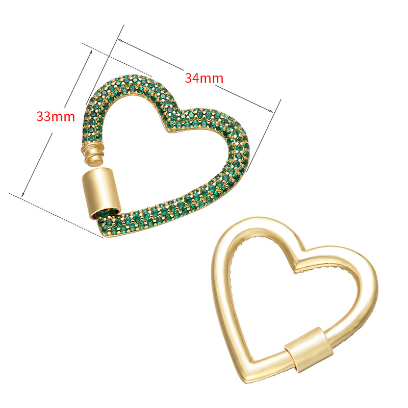 10pcs/lot 33*34mm CZ Paved Heart Screw Clasp / Connectors / Pendants Accessories Colorful Zirconia Charms Beads Beyond