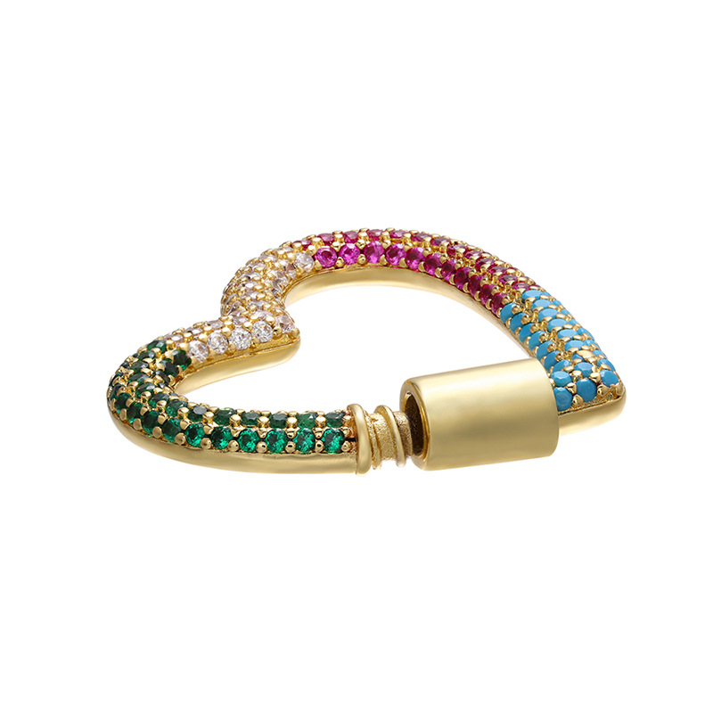 10pcs/lot 33*34mm CZ Paved Heart Screw Clasp / Connectors / Pendants Accessories Colorful Zirconia Charms Beads Beyond