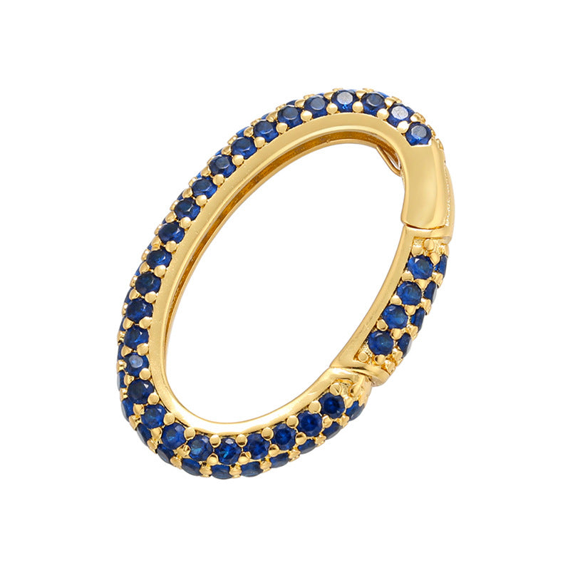 10pcs/lot 30*19mm Multicolor CZ Paved Oval Clasps for Bracelets & Necklaces Making Blue on Gold Accessories Colorful Zirconia Charms Beads Beyond
