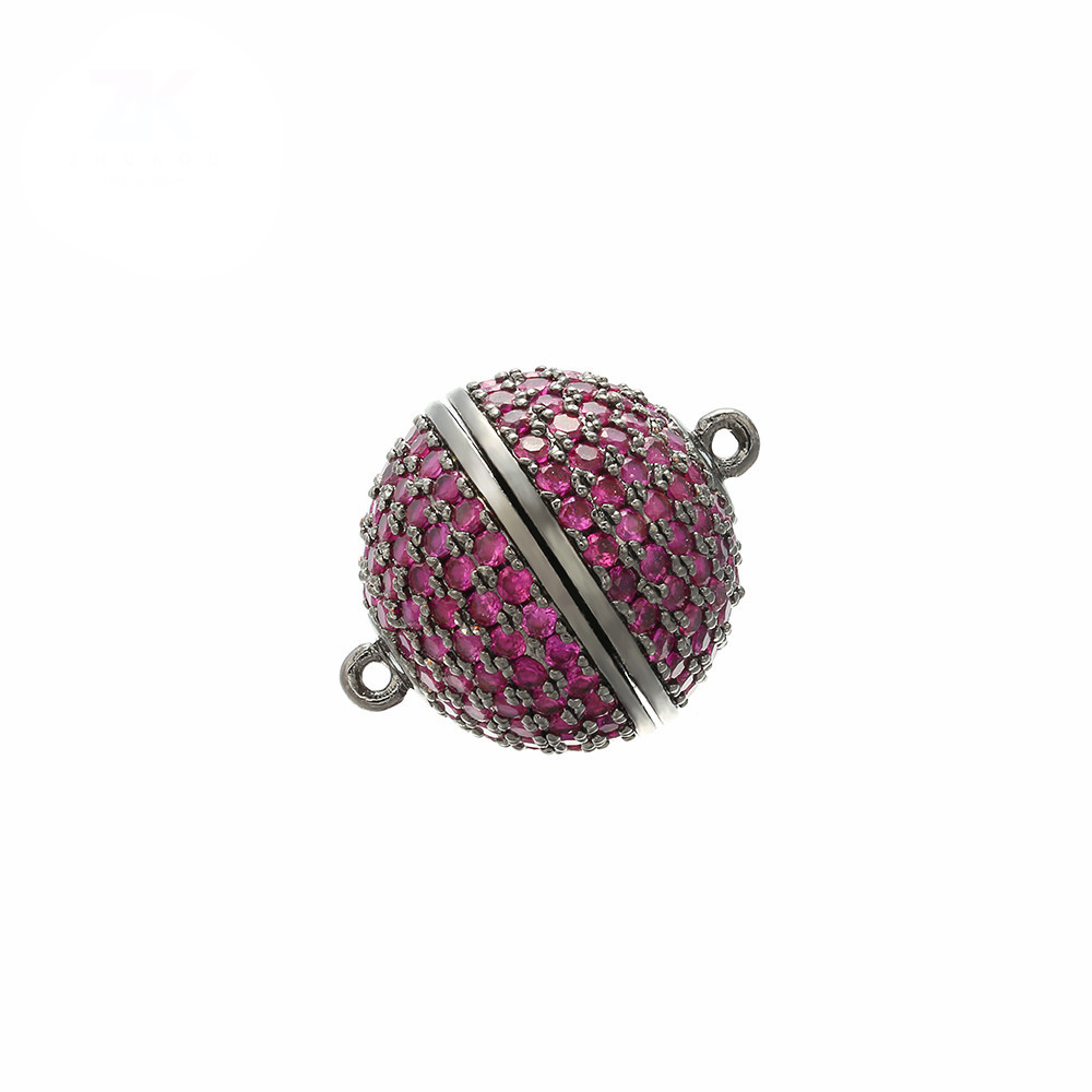 10pcs/lot 8/10/12/14/16mm Fuchsia Green Blue Black CZ Paved Round Ball Magnetic Clasps for Bracelets & Necklace Making Fuchsia on Black Accessories Colorful Zirconia Charms Beads Beyond