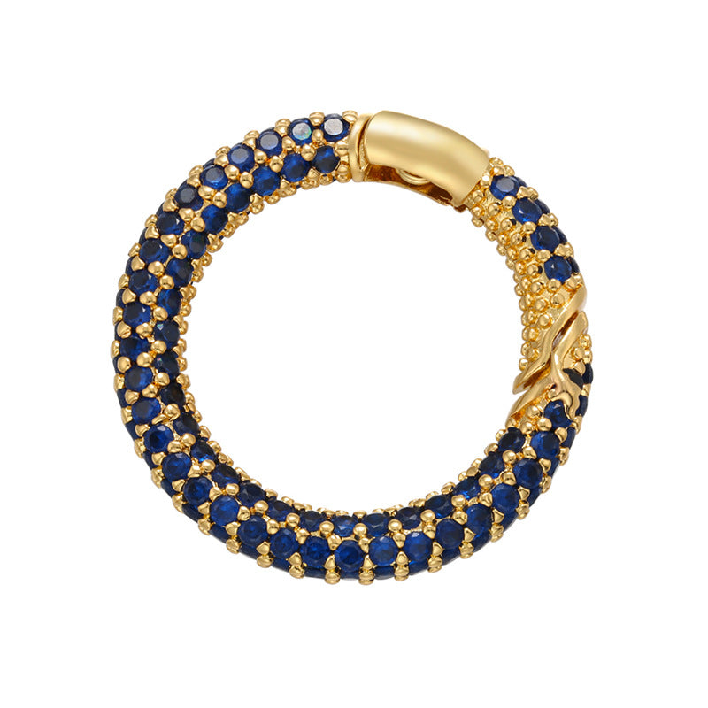 10pcs/lot 28.5mm Multicolor CZ Paved Circle Clasps for Bracelets & Necklaces Making Blue on Gold Accessories Colorful Zirconia Charms Beads Beyond