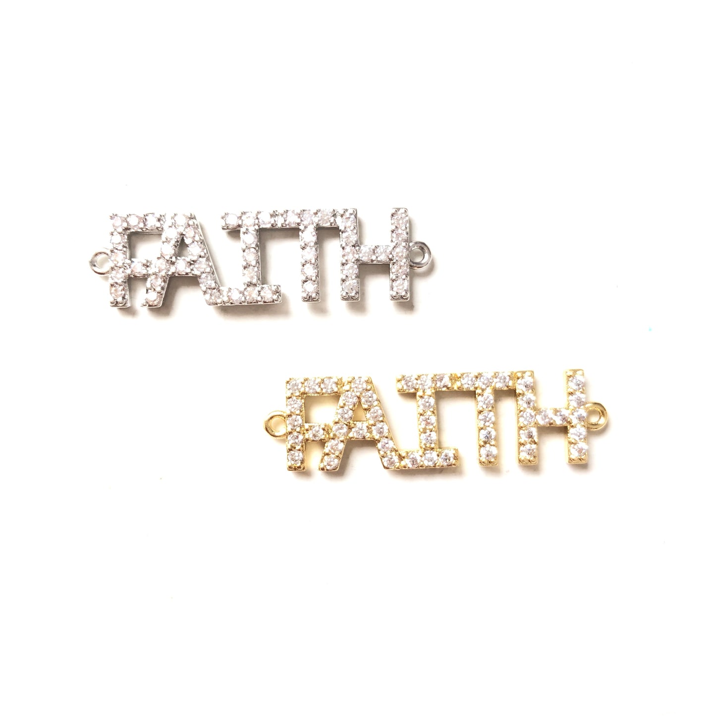 10pcs/lot 37*10mm CZ Paved FAITH word Connectors Mix Color CZ Paved Connectors Word Connectors Charms Beads Beyond