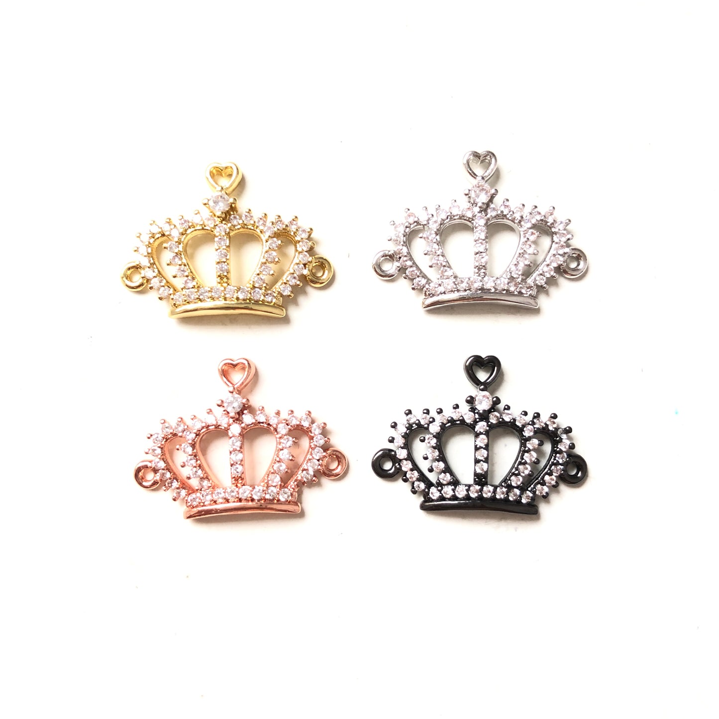 10pcs/lot 23*17mm CZ Paved Crown Connectors Mix Color CZ Paved Connectors Charms Beads Beyond
