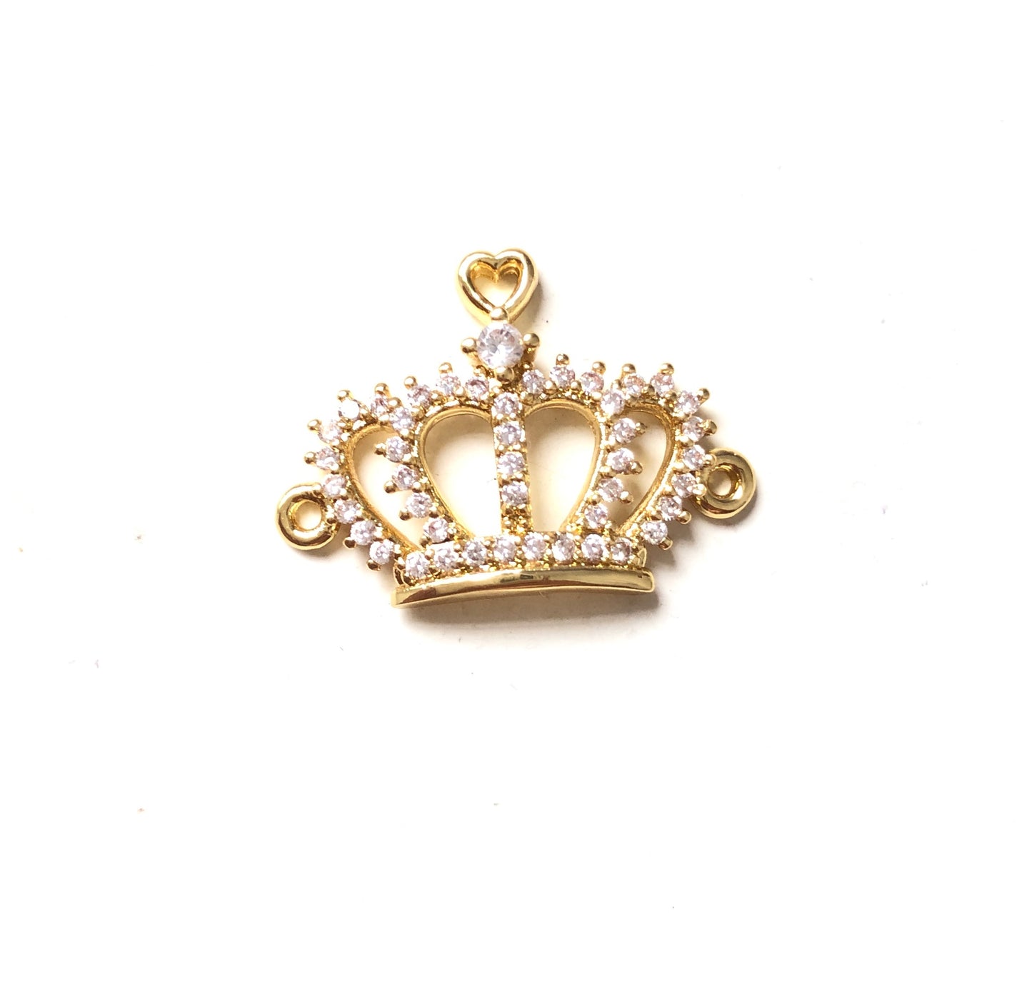 10pcs/lot 23*17mm CZ Paved Crown Connectors Gold CZ Paved Connectors Charms Beads Beyond