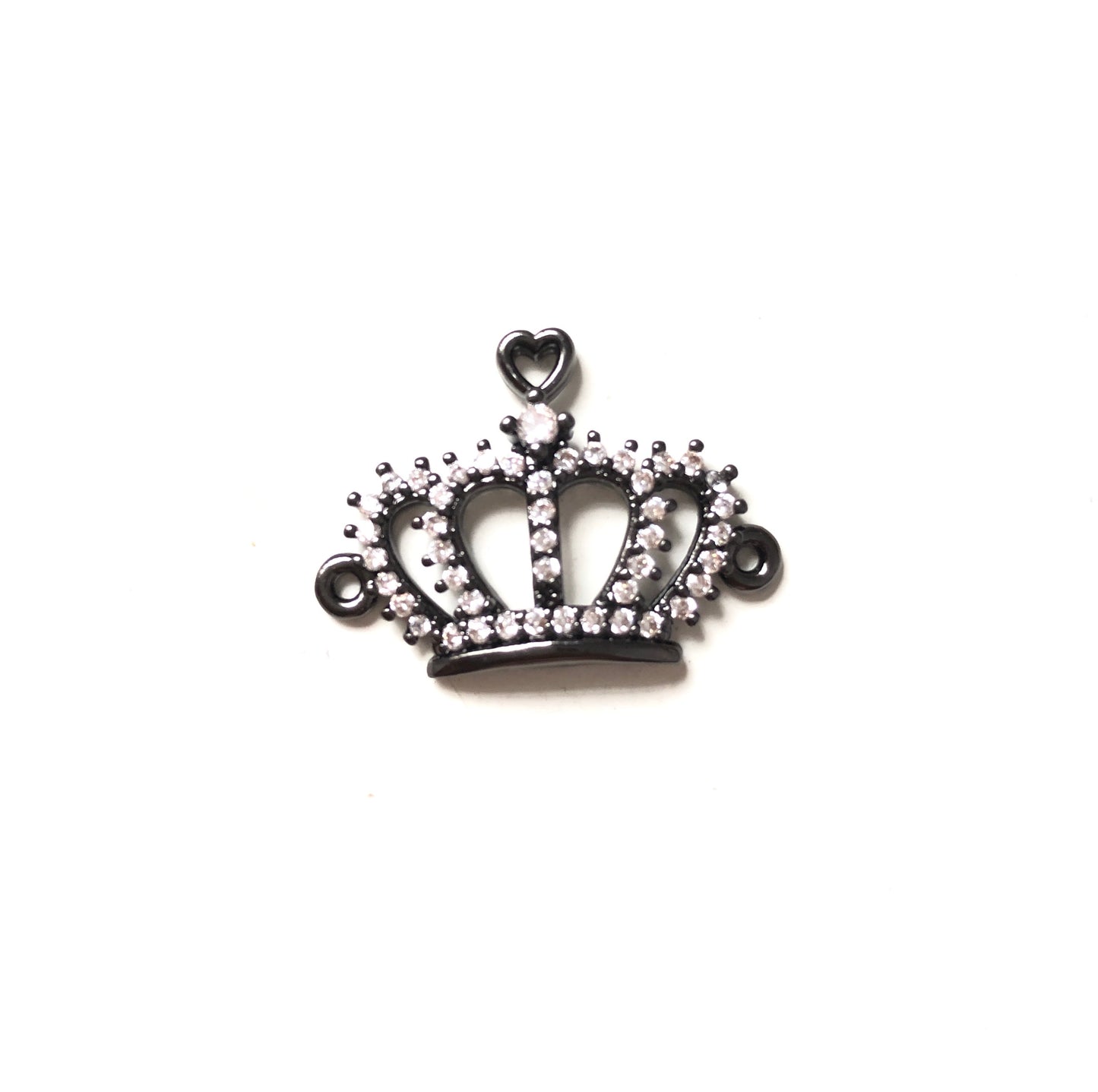 10pcs/lot 23*17mm CZ Paved Crown Connectors Black CZ Paved Connectors Charms Beads Beyond