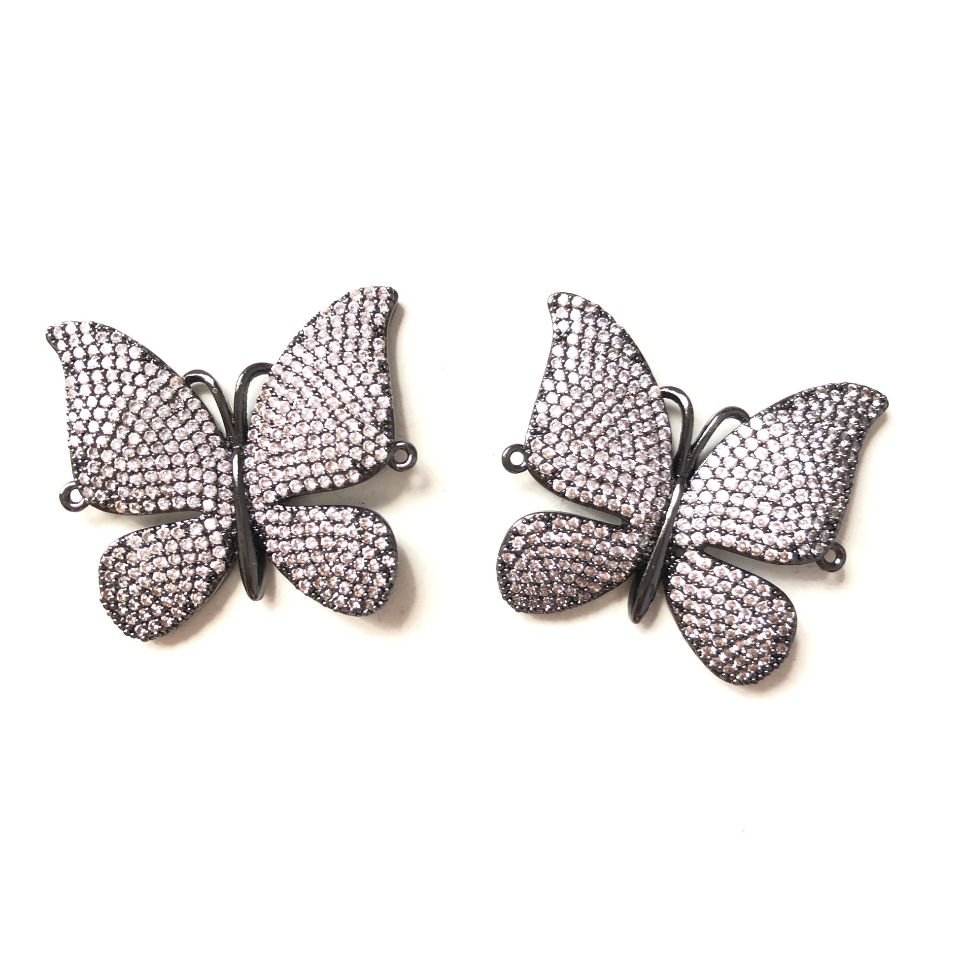 5-10pcs/lot 33*30mm CZ Paved Butterfly Connectors Black CZ Paved Connectors Animal Spacers Charms Beads Beyond