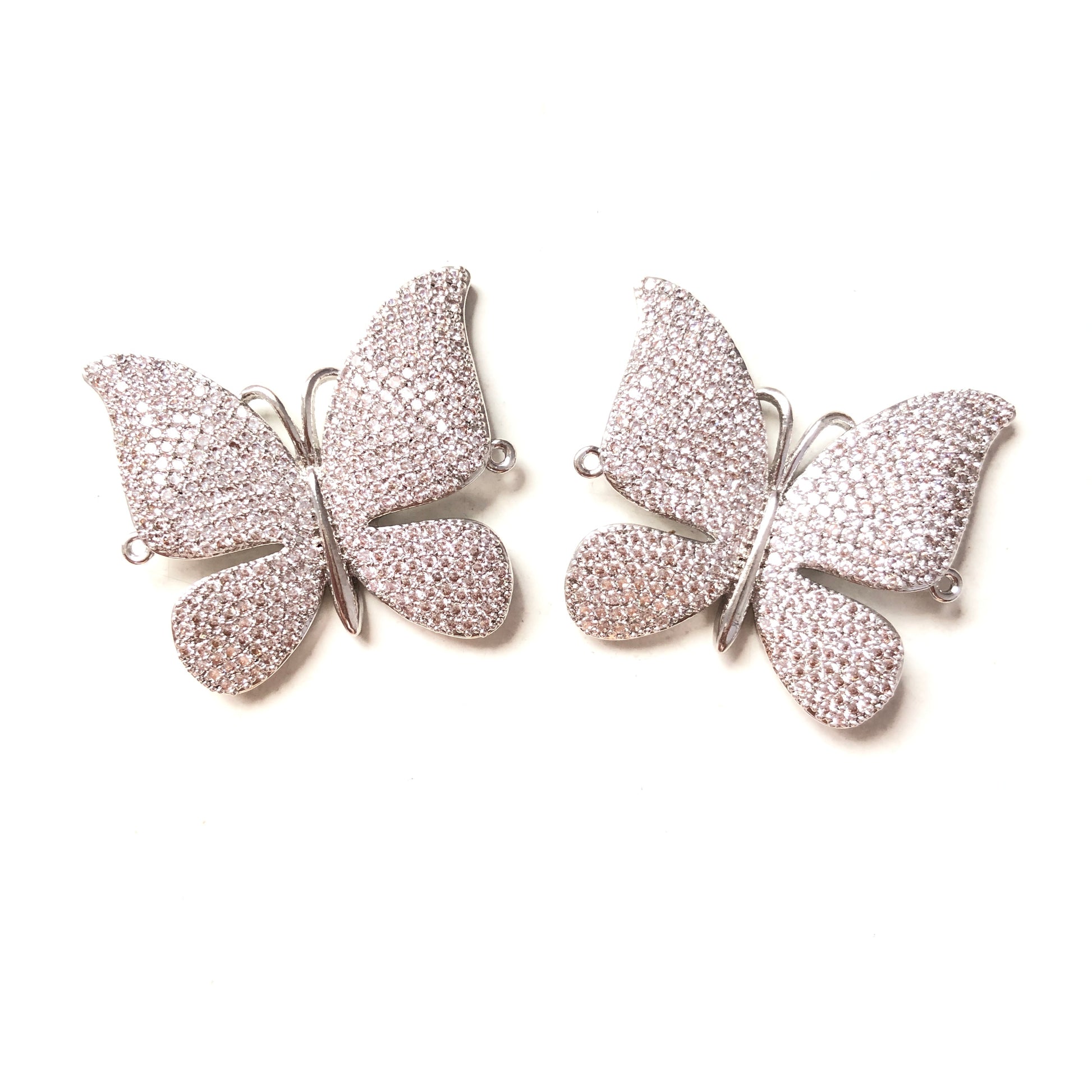 5-10pcs/lot 33*30mm CZ Paved Butterfly Connectors Silver CZ Paved Connectors Animal Spacers Charms Beads Beyond