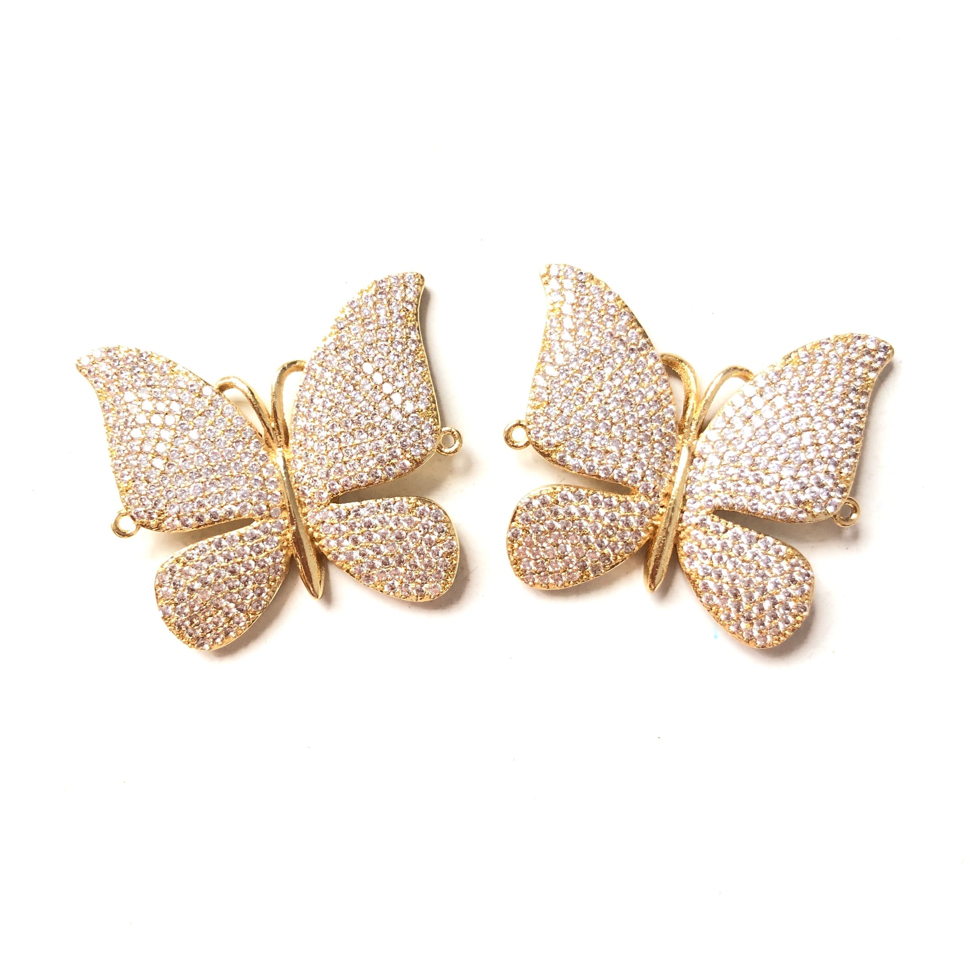 5-10pcs/lot 33*30mm CZ Paved Butterfly Connectors Gold CZ Paved Connectors Animal Spacers Charms Beads Beyond