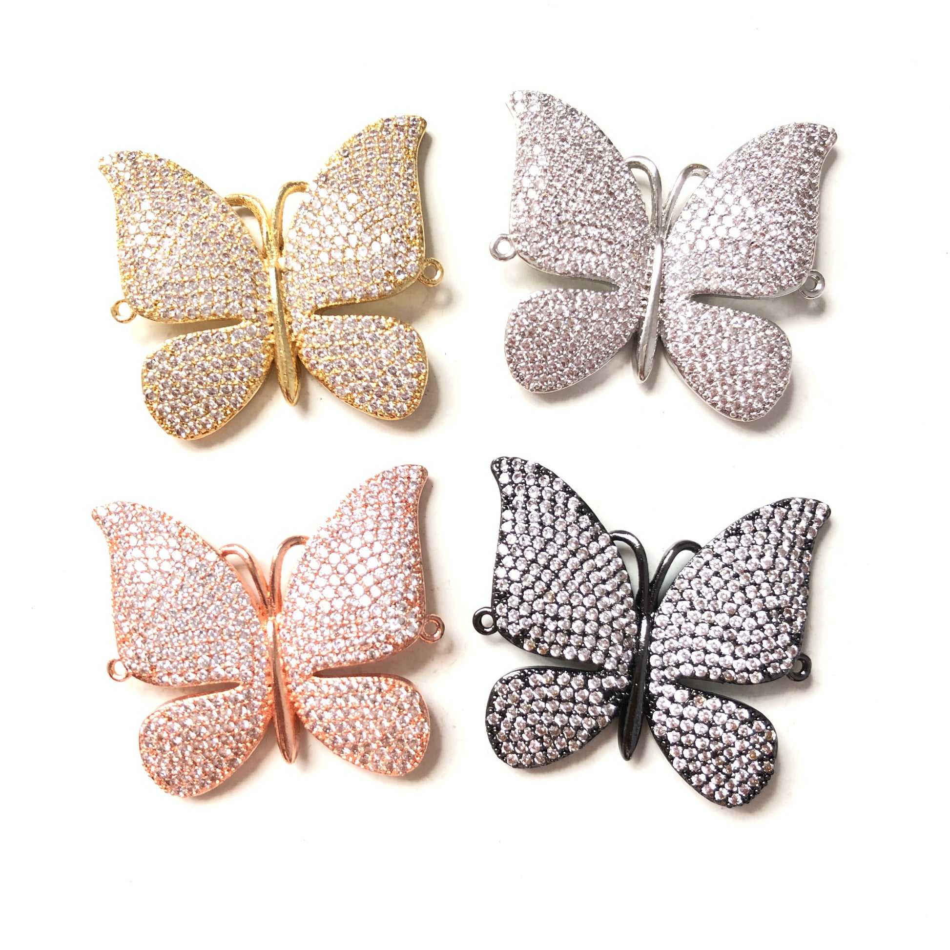 5-10pcs/lot 33*30mm CZ Paved Butterfly Connectors CZ Paved Connectors Animal Spacers Charms Beads Beyond