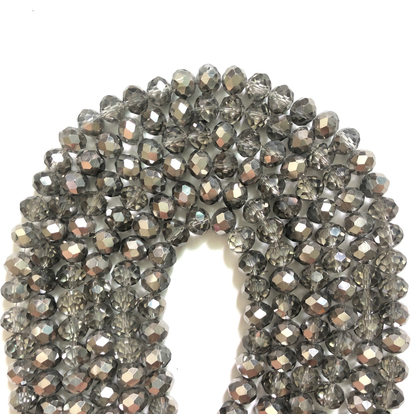 2 Strands/lot 10mm Gray Silver Half-electroplated Faceted Glass Beads Glass Beads Faceted Glass Beads Charms Beads Beyond