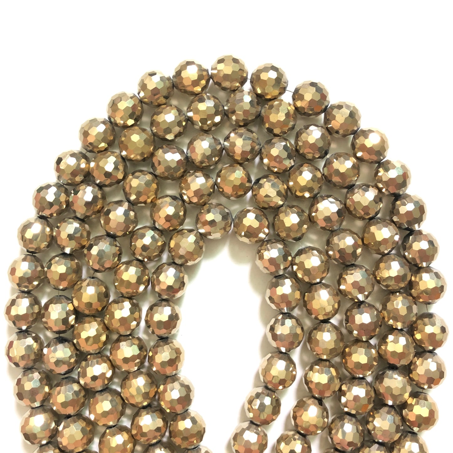 2 Strands/lot 10/12mm Gold Plated 96 Faceted Glass Beads Glass Beads Faceted Glass Beads New Beads Arrivals Charms Beads Beyond