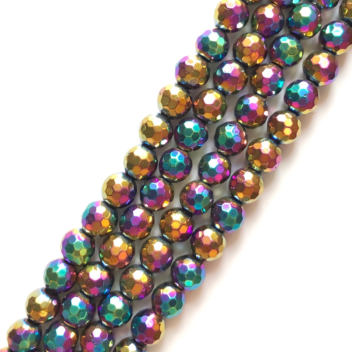 2 Strands/lot 6, 8, 10mm Multicolor Hematite Faceted Beads Stone Beads 6mm Stone Beads 8mm Stone Beads Hematite Beads Charms Beads Beyond