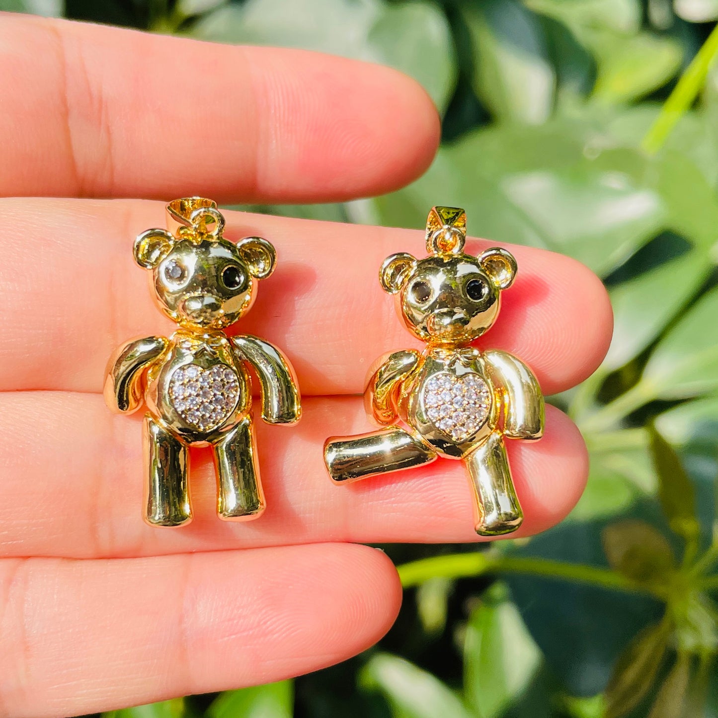 5-10pcs/lot CZ Paved Movable Cute Heart Bear Charms CZ Paved Charms Animals & Insects New Charms Arrivals Charms Beads Beyond