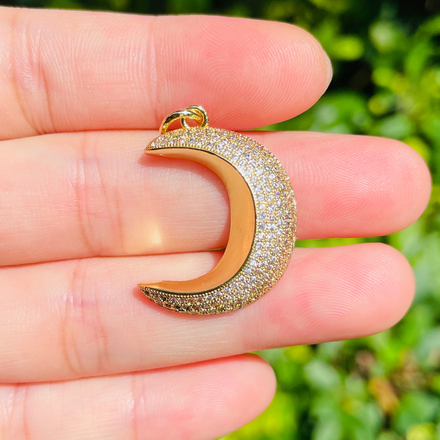 10pcs/lot 28*20.5mm CZ Paved New Moon Crescent Charms CZ Paved Charms Sun Moon Stars Charms Beads Beyond
