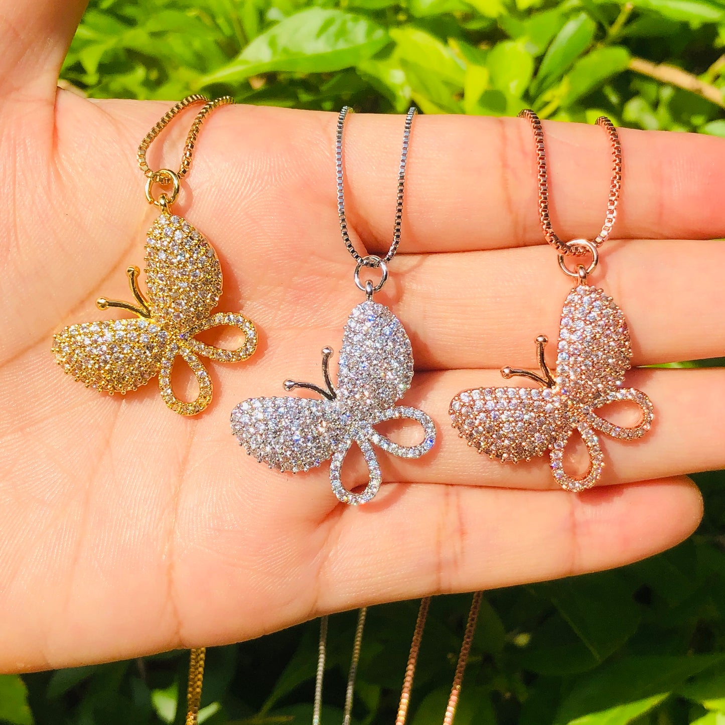 5pcs/lot 25.6*21.5mm CZ Paved Butterfly Necklace Necklaces Charms Beads Beyond