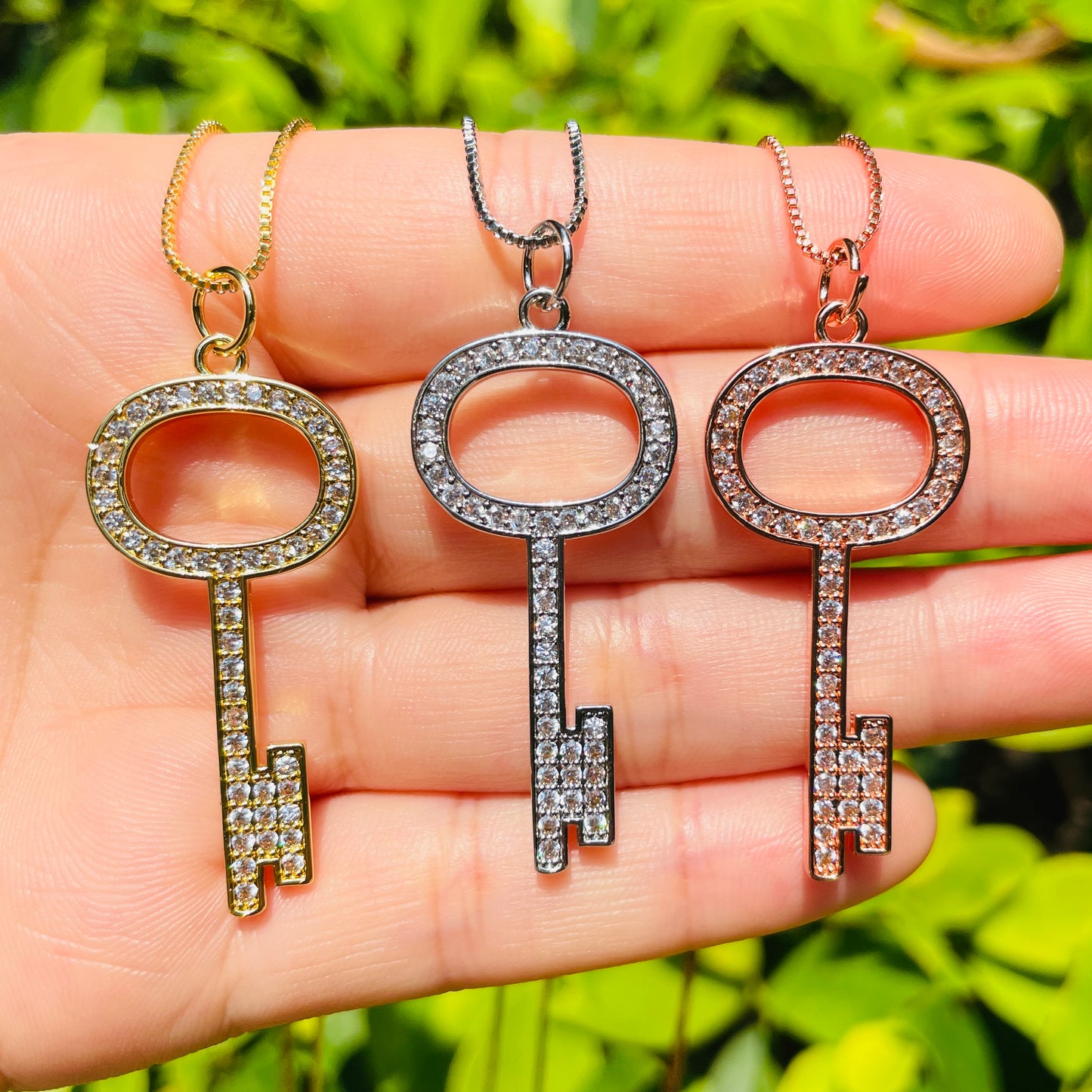 5pcs/lot 40.5*18mm CZ Pave Key Necklaces Mix Colors Necklaces Love & Heart Necklaces Charms Beads Beyond