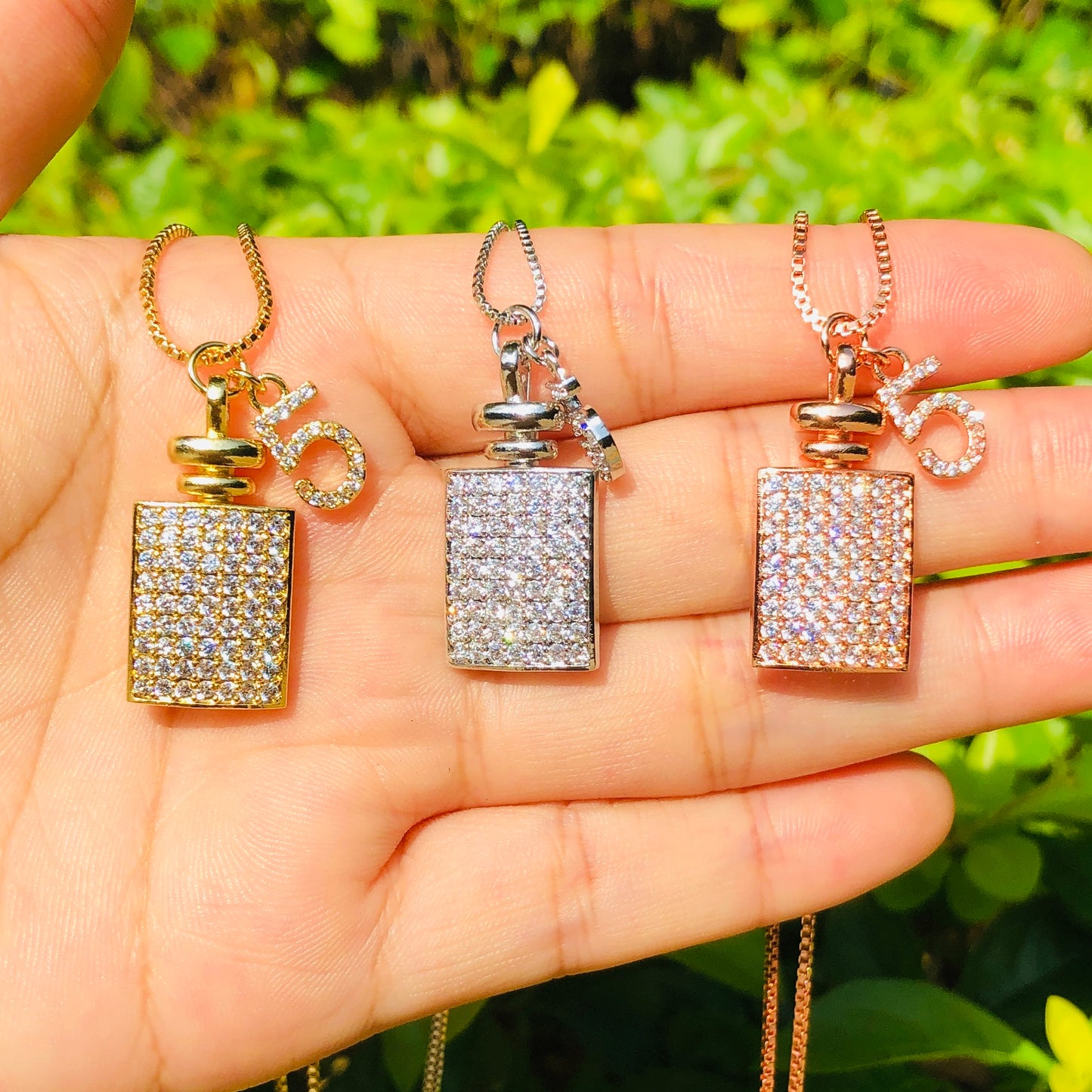 5pcs/lot 27*13mm CZ Paved Perfume Necklace Necklaces Charms Beads Beyond