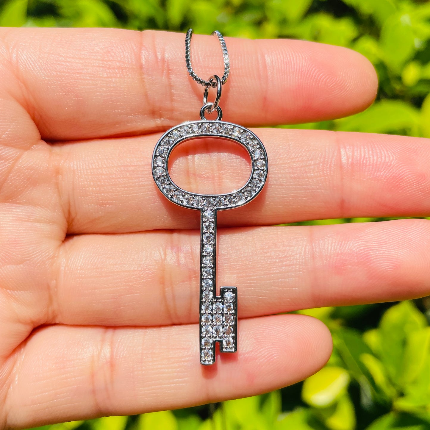 5pcs/lot 40.5*18mm CZ Pave Key Necklaces Silver Necklaces Love & Heart Necklaces Charms Beads Beyond