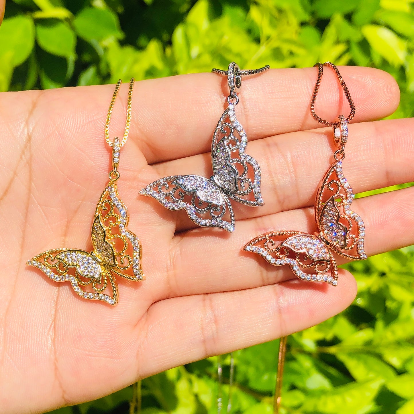 5pcs/lot 26*20mm CZ Paved Butterfly Necklace Necklaces Charms Beads Beyond