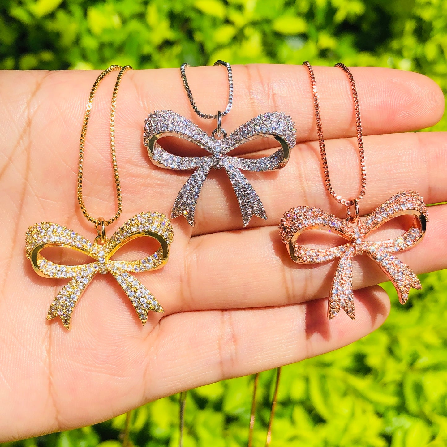 5pcs/lot 28*22mm CZ Paved Bow Tie Necklace Necklaces Charms Beads Beyond