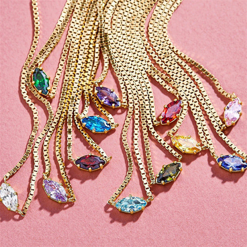 12pcs/lot Gold Plated Birthstone Necklaces Necklaces Charms Beads Beyond