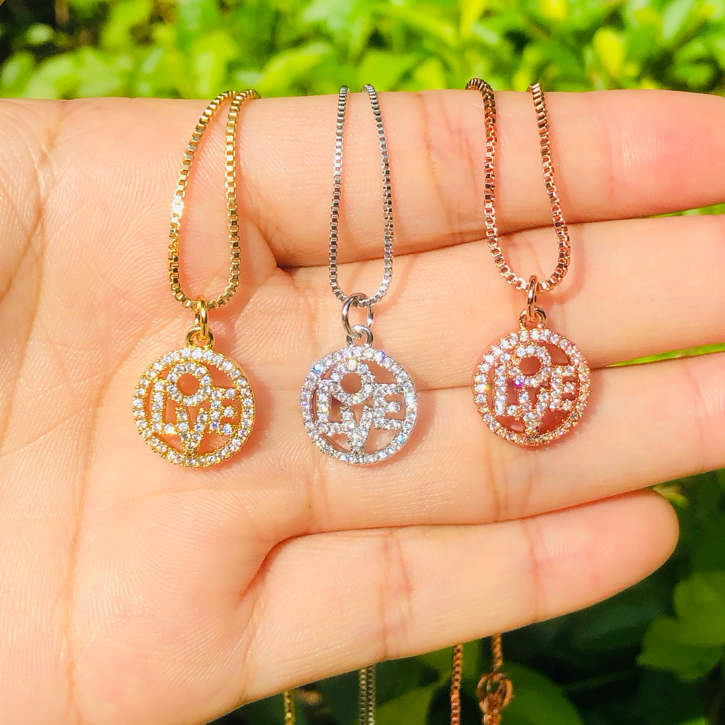 5pcs/lot 13mm CZ Paved LOVE Necklace Necklaces Love & Heart Necklaces Charms Beads Beyond