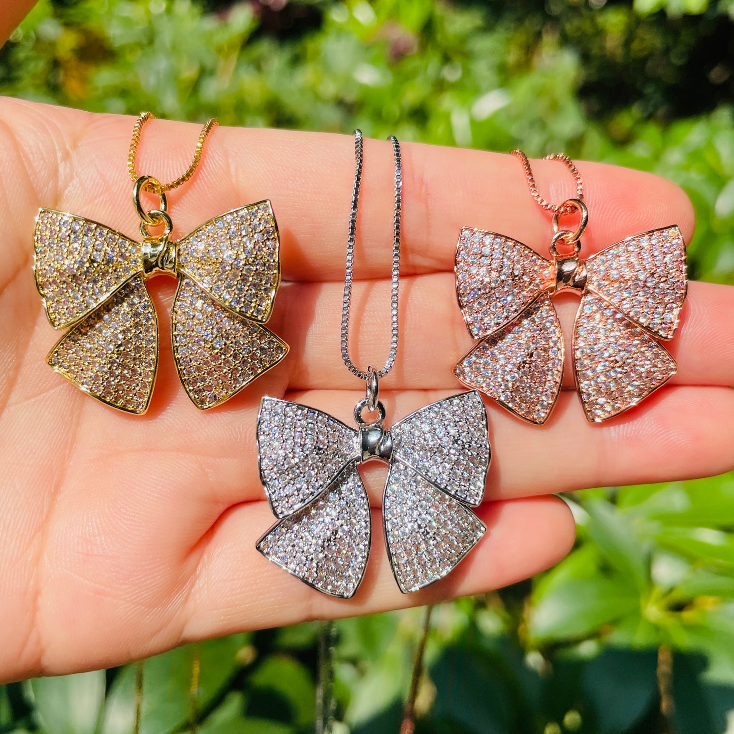 5pcs/lot 29.5*25mm CZ Pave Big Bow Tie Necklaces Necklaces Love & Heart Necklaces Charms Beads Beyond