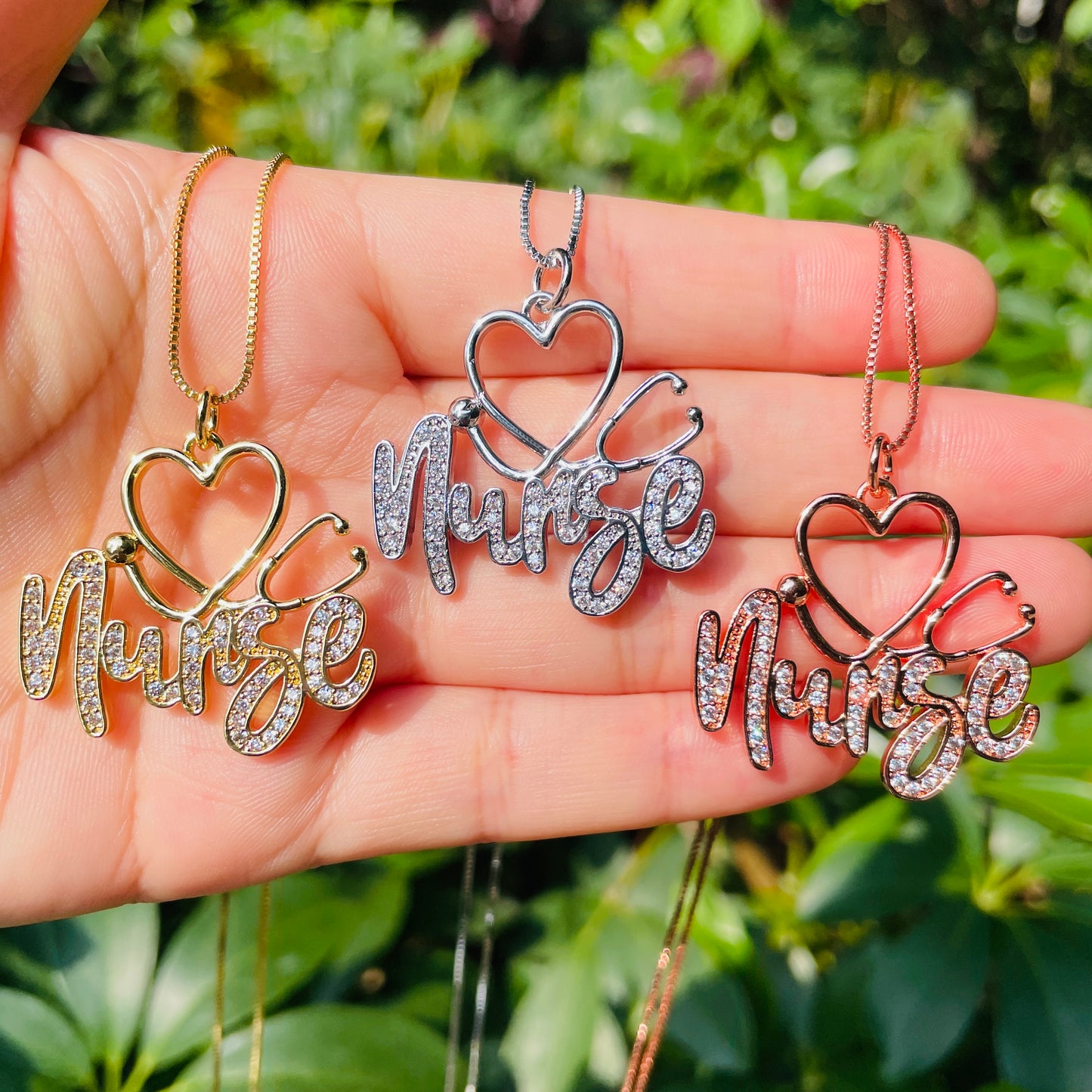 5pcs/lot 31.5*30mm CZ Pave Stethoscope Nurse Necklaces Necklaces Love & Heart Necklaces Charms Beads Beyond
