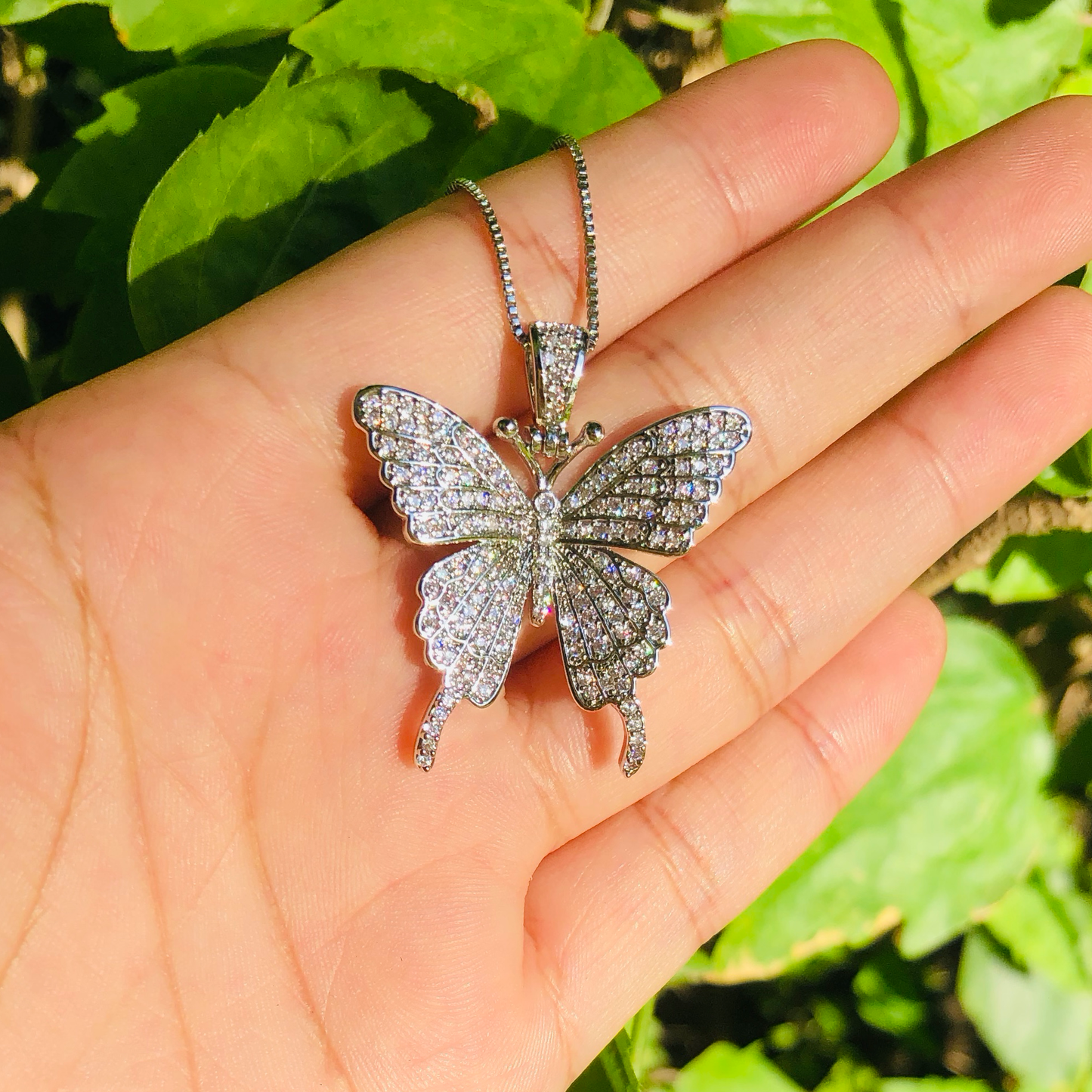 5pcs/lot 35*30mm CZ Paved Butterfly Necklace Silver Necklaces Charms Beads Beyond