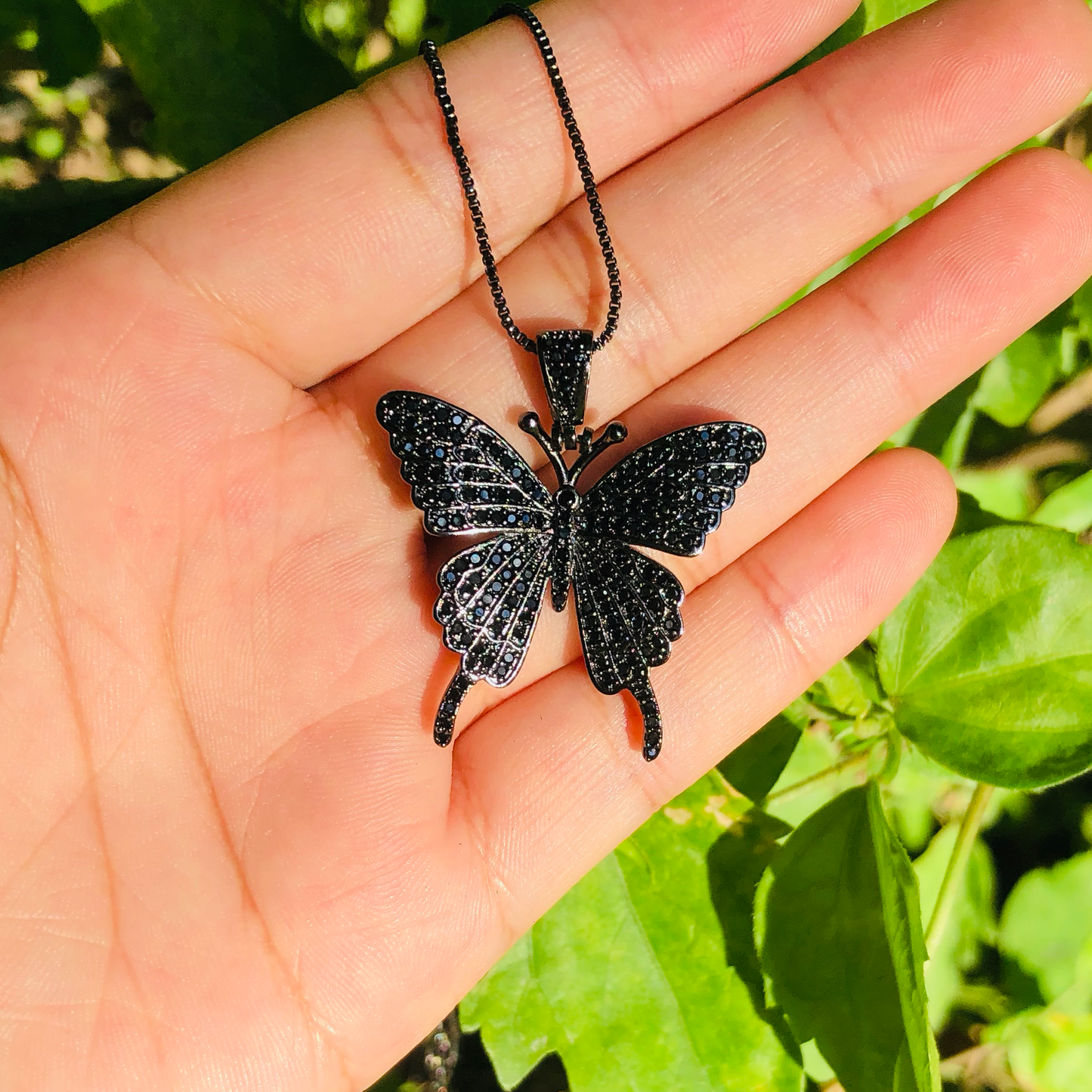 5pcs/lot 35*30mm CZ Paved Butterfly Necklace Black on Black Necklaces Charms Beads Beyond