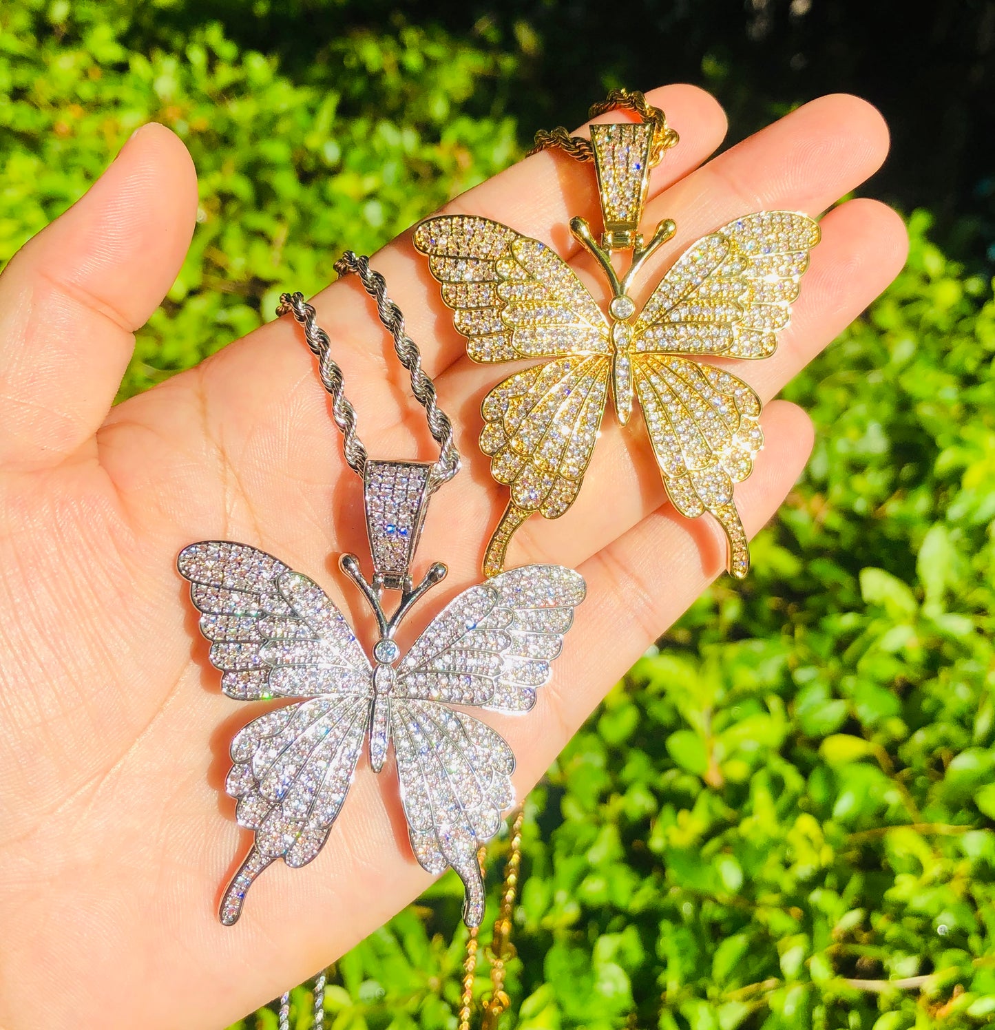 58*51mm CZ Paved Big Butterfly Rope Necklace Necklaces Charms Beads Beyond