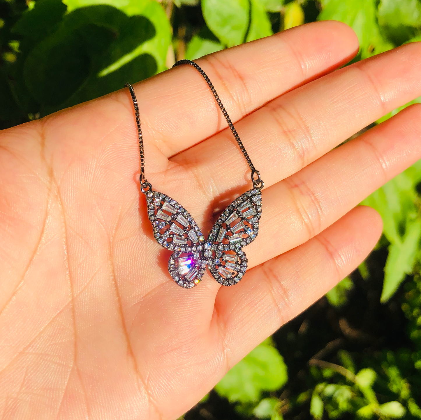 5pcs/lot 26.5*22.5mm CZ Paved Butterfly Necklace Black Necklaces Charms Beads Beyond