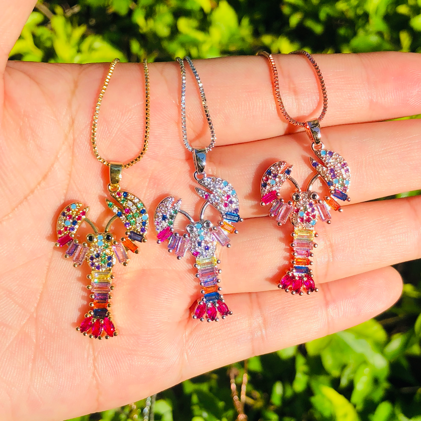 5pcs/lot 37*19mm CZ Paved Crawfish Necklace Necklaces Charms Beads Beyond
