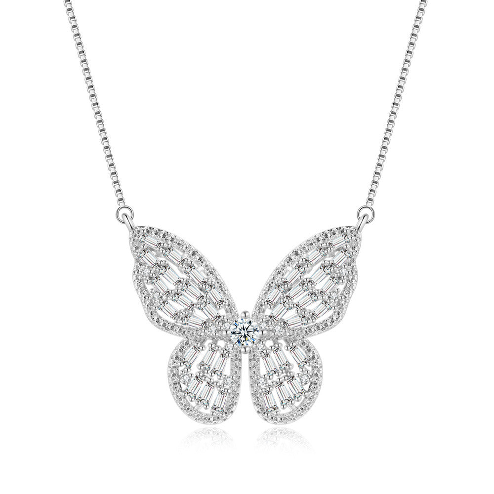 5pcs/lot 18inch Gold Silver Plated CZ Pave Butterfly Necklaces Necklaces Charms Beads Beyond