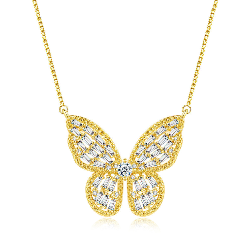 5pcs/lot 18inch Gold Silver Plated CZ Pave Butterfly Necklaces Necklaces Charms Beads Beyond