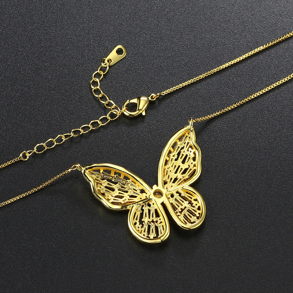 5pcs/lot 18inch Gold Silver Plated CZ Pave Butterfly Necklaces Necklaces Charms Beads Beyond
