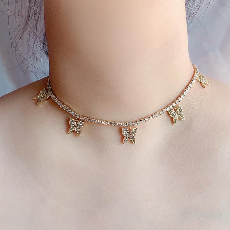 2pcs/Lot CZ Paved Butterfly Tennis Necklace Necklaces Charms Beads Beyond