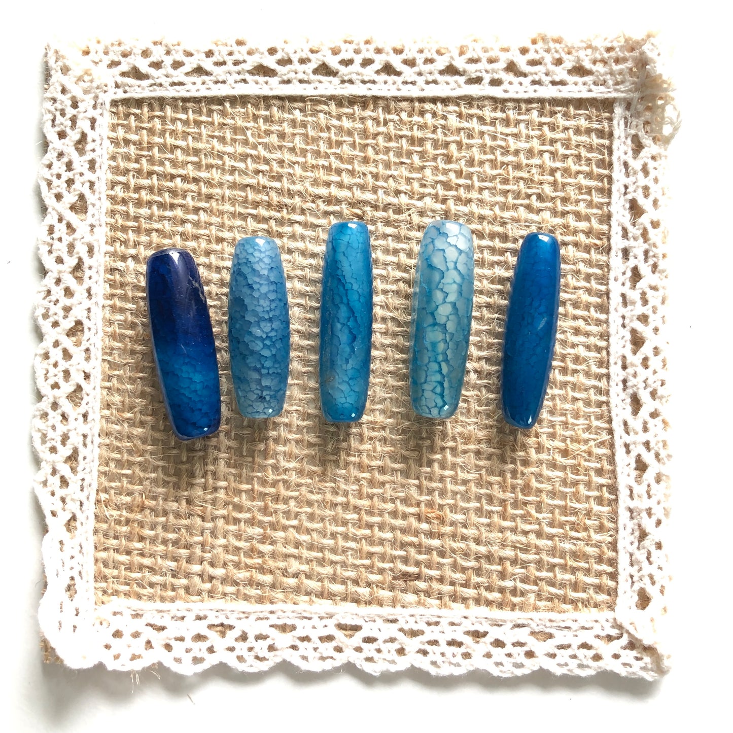 5pcs/lot 30*10mm Blue Dragon Agate Barrel Spacers Agate Spacers Focal Beads Charms Beads Beyond